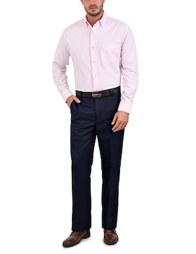 Camisa casual Sansabelt de poliéster y algodón manga larga para hombre