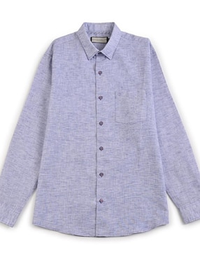 Camisa casual Sansabelt de poliéster y algodón manga larga para hombre