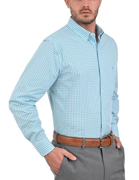 Camisa casual Sansabelt de algodón manga larga para hombre