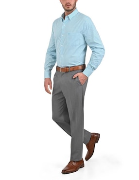 Camisa casual Sansabelt de algodón manga larga para hombre