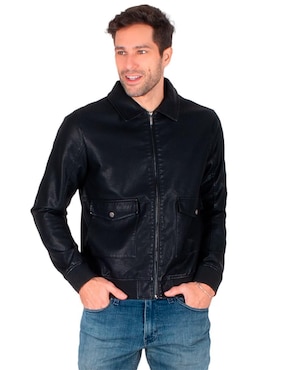 Chamarra Generra Impermeable De Piel Para Hombre