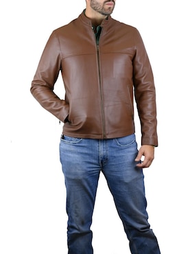 Chamarra casual Tacalero impermable de piel para hombre