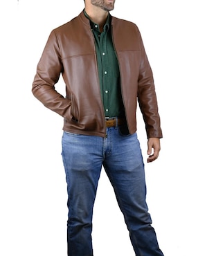 Chamarra casual Tacalero impermable de piel para hombre