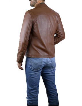 Chamarra casual Tacalero impermable de piel para hombre