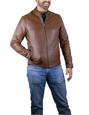 Chamarra casual Tacalero impermable de piel para hombre