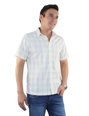 Camisa casual Breton de algodón manga corta para hombre