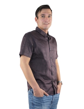 Camisa casual Breton de algodón manga corta para hombre