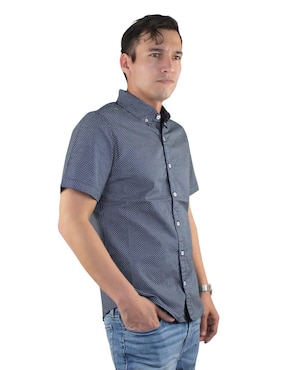 Camisa casual Breton de algodón manga corta para hombre