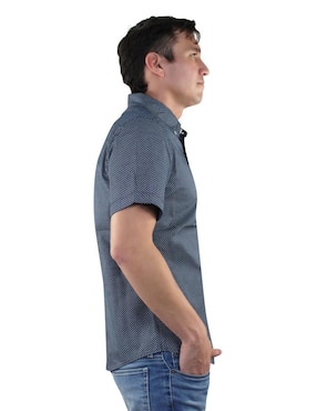 Camisa casual Breton de algodón manga corta para hombre