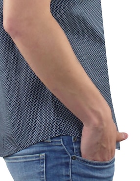 Camisa casual Breton de algodón manga corta para hombre
