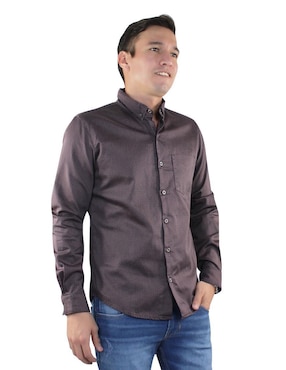 Camisa casual Breton de algodón manga larga para hombre