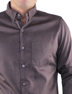 Camisa casual Breton de algodón manga larga para hombre