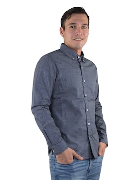 Camisa casual Breton de algodón manga larga para hombre