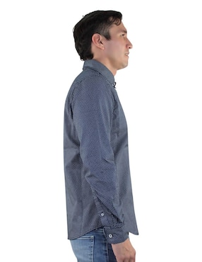 Camisa casual Breton de algodón manga larga para hombre