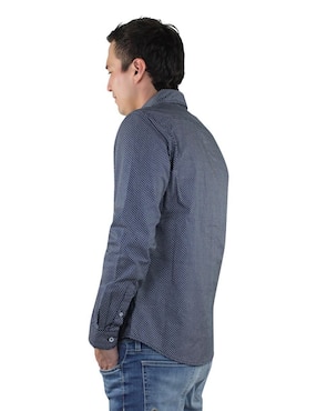 Camisa casual Breton de algodón manga larga para hombre