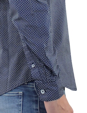 Camisa casual Breton de algodón manga larga para hombre