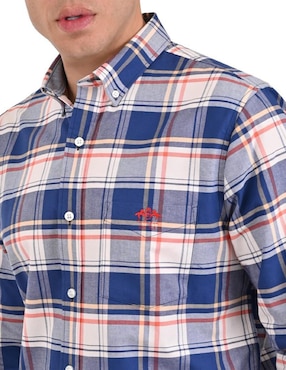 Camisa casual Buckingham de algodón manga larga para hombre
