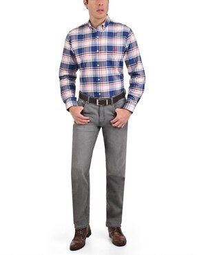 Camisa casual Buckingham de algodón manga larga para hombre
