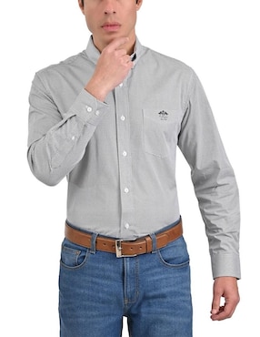 Camisa casual Buckingham de algodón manga larga para hombre
