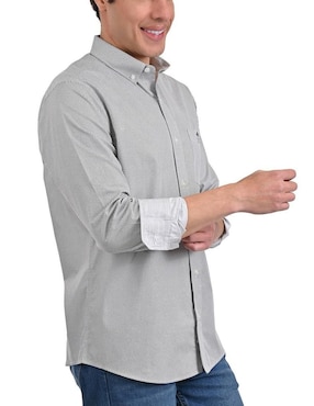 Camisa casual Buckingham de algodón manga larga para hombre