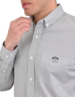 Camisa casual Buckingham de algodón manga larga para hombre