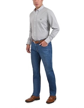 Camisa casual Buckingham de algodón manga larga para hombre