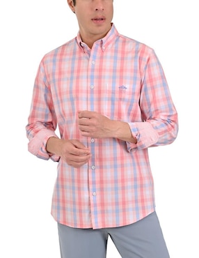 Camisa casual Buckingham de algodón manga larga para hombre