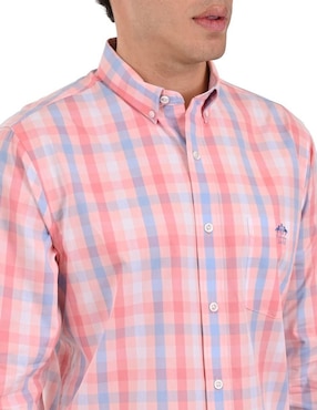 Camisa casual Buckingham de algodón manga larga para hombre