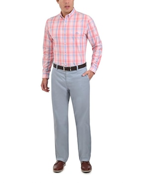 Camisa casual Buckingham de algodón manga larga para hombre