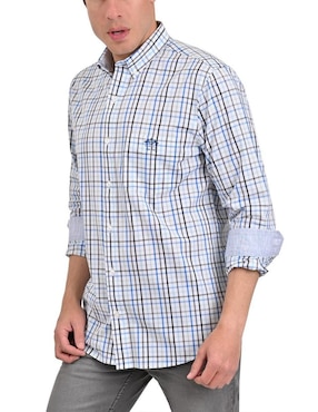 Camisa casual Buckingham de algodón manga larga para hombre