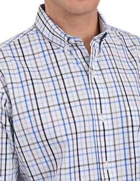 Camisa casual Buckingham de algodón manga larga para hombre