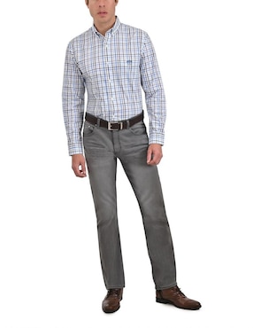 Camisa casual Buckingham de algodón manga larga para hombre