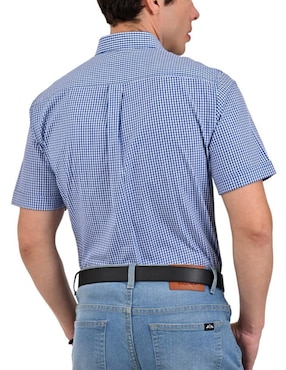 Camisa casual Buckingham de algodón manga corta para hombre