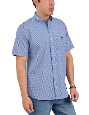 Camisa casual Buckingham de algodón manga corta para hombre