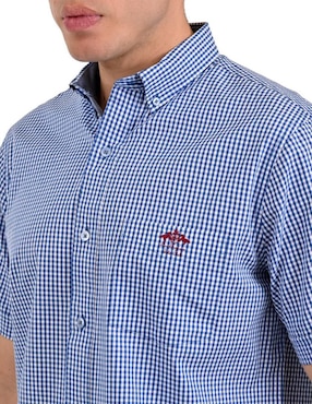 Camisa casual Buckingham de algodón manga corta para hombre
