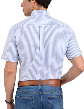 Camisa casual Buckingham de algodón manga corta para hombre