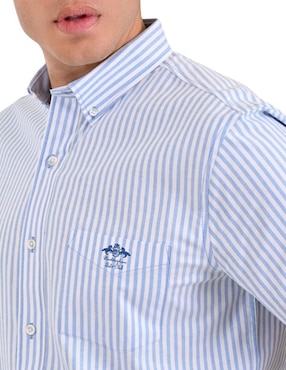 Camisa casual Buckingham de algodón manga corta para hombre