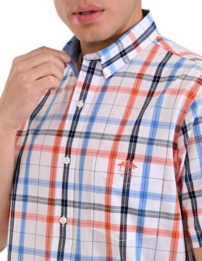 Camisa casual Buckingham de algodón manga corta para hombre
