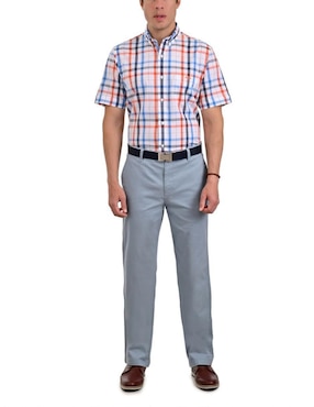 Camisa casual Buckingham de algodón manga corta para hombre