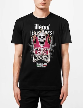 Playera Fnc Collezioni Illegal Business Calavera Cuello Redondo Para Hombre