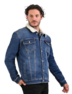 Chamarra cazadora NYD de mezclilla con bolsillos para hombre