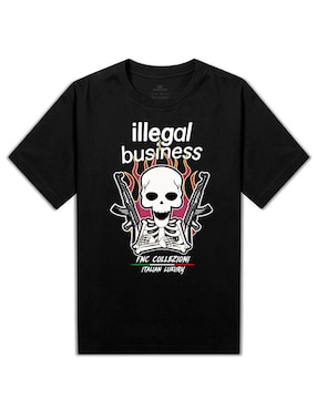 Playera FNC Collezioni Illegal Business Cartoon cuello redondo para hombre