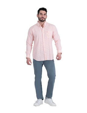 Camisa casual Ferrioni de algodón manga larga para hombre