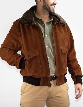 Chamarra casual Lastwolf de piel para hombre
