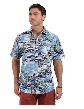 Camisa Playa Michel Blanc De Algodón Manga Corta Para Hombre