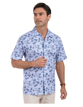 Camisa Playa Michel Blanc De Algodón Manga Corta Para Hombre