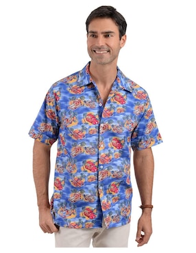 Camisa Playa Michel Blanc De Algodón Manga Corta Para Hombre