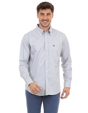 Camisa casual Ferrioni de algodón manga larga para hombre