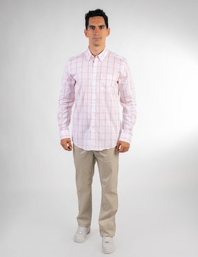 Camisa casual Oscar de la Renta de algodón manga larga para hombre