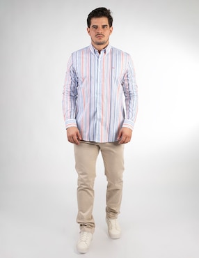 Camisa casual Oscar de la Renta de algodón manga larga para hombre